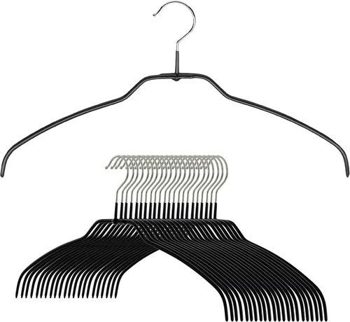 Mawa Reston Lloyd Silhouette - Percha para camisas de la serie ultrafina, antideslizante que ahorra espacio, estilo 42 pies, paquete de 24, negro,