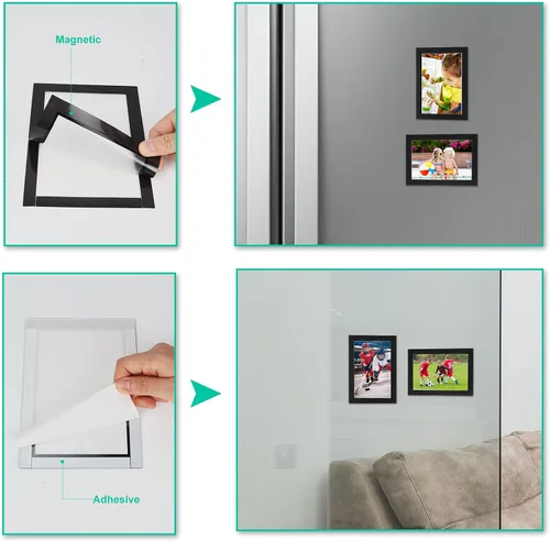 Miniatura 3 de CRUGLA Portarretratos magnéticos de 4 x 6 pulgadas para refrigerador, paquete de 12 unidades, hoja magnética modificada con parte trasera