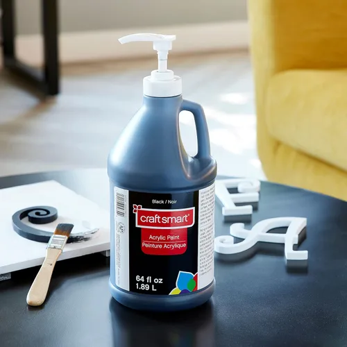 Miniatura 2 de Craft Smart Pintura acrílica negra de 64 onzas, pintura de secado rápido para dibujar, pintura, suministros de arte y manualidades, 1 paquete