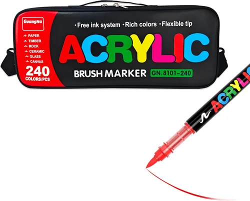 kander Marcadores de pintura acrílica con bolsa, 240 colores con sistema de control de tinta de líquido directo, bolígrafo de pintura de grado