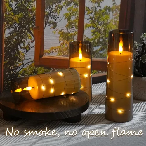 Miniatura 4 de kakoya Velas LED sin llama con temporizador 9 piezas Velas parpadeantes sin llama para ambiente romántico y decoración del hogar Carcasa acrílica