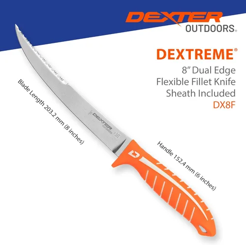 Miniatura 5 de Dexter Outdoors Dextreme Cuchillo flexible de filete de 8 pulgadas de doble filo Incluye funda