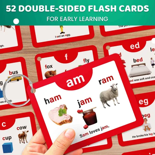 Miniatura 2 de QUOKKA Tarjetas flash CVC del alfabeto inglés, juego de aprender a leer para niños de 3 a 5 y 4 a 8 años, tarjetas fonéticas para niños de 2 a 4