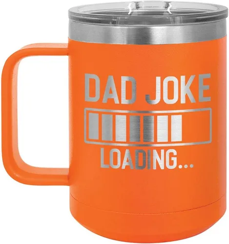Miniatura 17 de DAD JOKE LOADING Taza de café roja de 15 oz con tapa deslizante Taza de café de viaje aislada Ideas de regalos del día del padre de hijo o hija