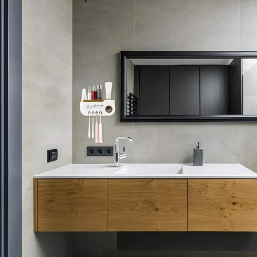 Miniatura 2 de Cabilock Estantes montados en la pared, soportes para cepillos de dientes, estante organizador de baño, estante para pasta de dientes, champú