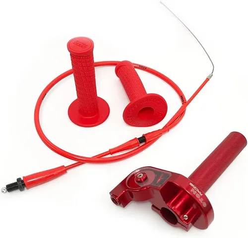 7/8 pulgadas 0.866 in acelerador Twist Grip CNC aluminio con cable de acelerador y agarre de manillar para 50cc 125cc 150cc 250cc Dirt Bike Rojo