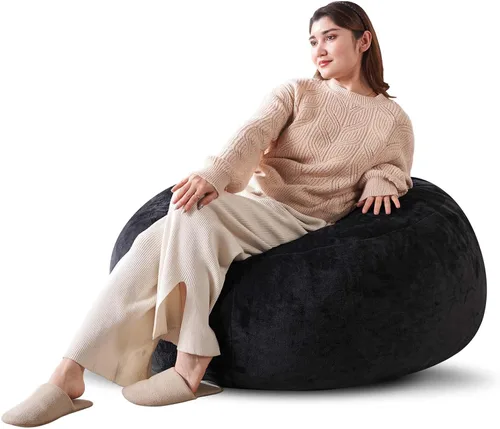 Miniatura 14 de Puf de 3 pies, puf con relleno, espuma viscoelástica altamente resistente, puf redondo de felpa, mueble para sala moderna, silla de lectura de ocio