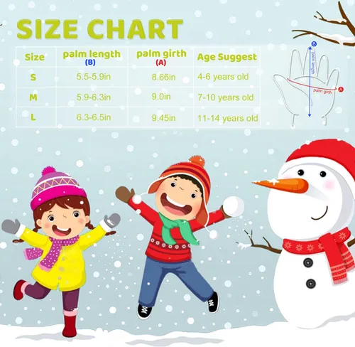 Miniatura 6 de ThxToms Guantes de invierno para niños, impermeables, guantes de nieve para niños y niñas, clima frío, deportes al aire libre, snowboard, bicicleta