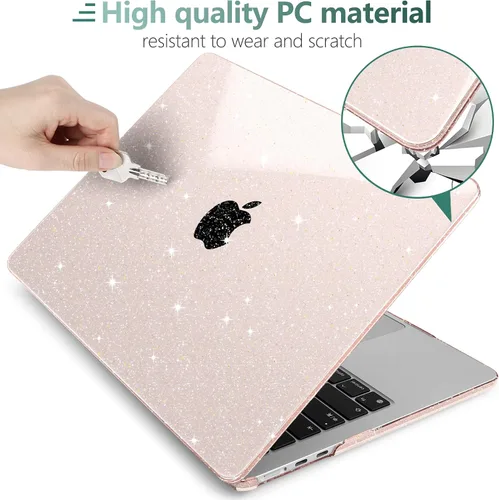 Miniatura 3 de MEEgoodo Funda con purpurina para MacBook Air de 13 pulgadas 2026 2025 2024 2022, compatible con los modelos A3449 (M5)/A3240 (M4)/A3113 (M3)/A2681