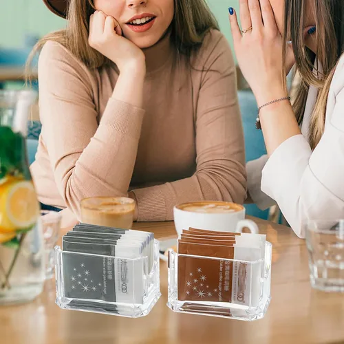 Miniatura 4 de ELLDOO Juego de 4 soportes para paquetes de azúcar, azucarero acrílico para restaurante, organizador de bolsas de té, soporte para paquetes