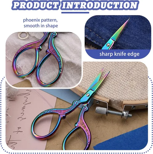 Miniatura 3 de Tijeras pequeñas de bordado de 3.6 pulgadas, tijeras afiladas de acero inoxidable, herramientas de costura multicolor para costura, herramienta