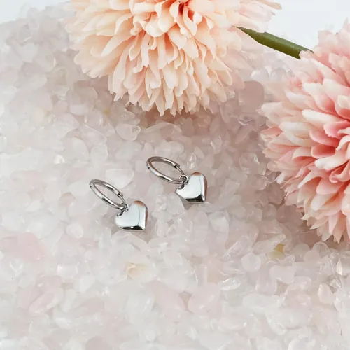 Miniatura 5 de Heart Dangle Silver Earrings Hypoallergenic Heart Huggie Hoop Cute Earring for Women