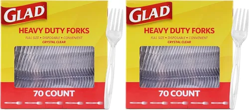 Miniatura 7 de Tenedores de plástico transparente Glad, juego de cubiertos desechables resistentes de tamaño estándar, tenedor desechable transparente, paquete