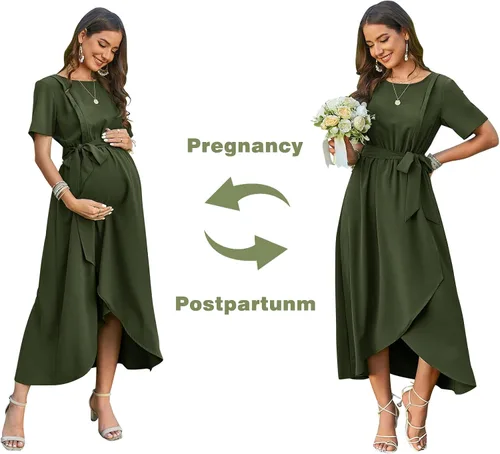 Miniatura 2 de Arach&Cloz Vestido de maternidad para mujer, vestido de verano de manga corta para sesión de fotos de lactancia, baby shower