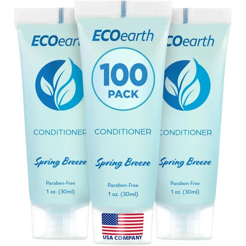 EcoEarth - Acondicionador de tamaño de viaje - 1 fl oz, 100 PK, Spring Breeze - Deleite a sus huéspedes con un acondicionador de hotel revitalizante