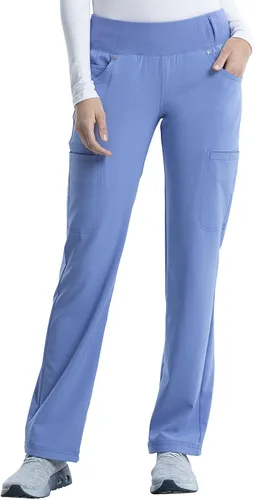 Cherokee Pantalones Médicos para Mujeres de Tiro Medio Pierna Recta Pantalones de Uniforme Médico para Mujeres sin Cierre con 6 Bolsillos y