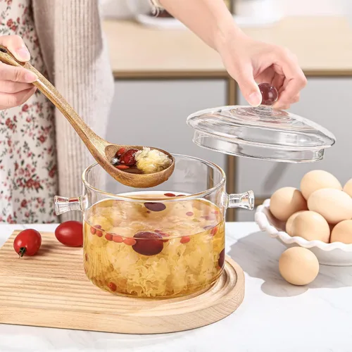 Miniatura 8 de Olla de cocina de vidrio, 1.5L/50 onzas, resistente al calor, cacerola de vidrio de borosilicato con tapa, juego de utensilios de cocina para sopa