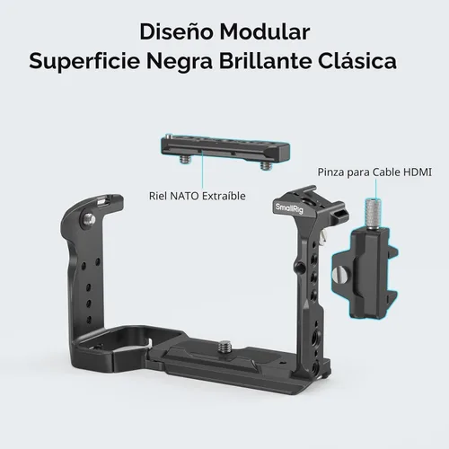 Miniatura 5 de SmallRig Jaula para Sony FX30 FX3 FX3 FX3A con abrazadera de cable para HDMI, superficie negra brillante clásica, incluye zapata fría y riel NATO