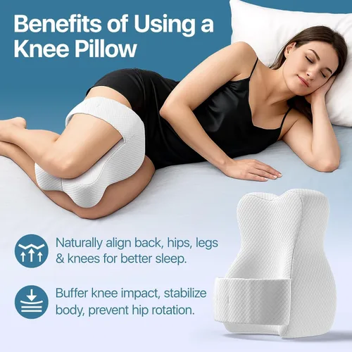 Miniatura 6 de Almohada de rodilla para dormir de lado, almohada grande y cómoda de espuma viscoelástica para dormir de lado, correa ajustable, almohada