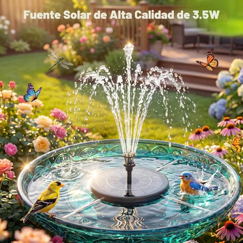 Miniatura 7 de AISITIN Bomba de fuente solar de 3.5 W con batería integrada de 1500 mAh, fuente de baño para pájaros con 6 boquillas, bomba de agua flotante solar