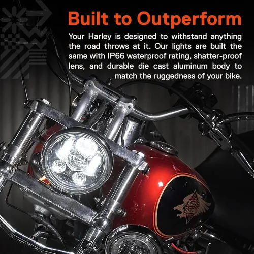Miniatura 4 de TRUE MODS 5.75" (5 3/4) Faro LED para Harley Davidson [Acabado Negro] Faro LED Redondo para Motocicleta para Dyna Street Bob Super Wide Glide Low