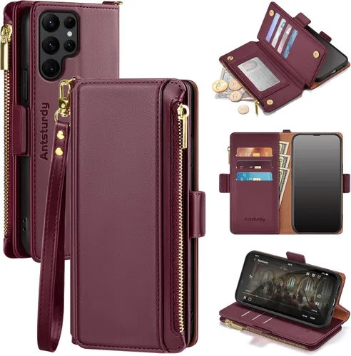 Miniatura 15 de Antsturdy Samsung Galaxy S22 Ultra - Cartera con tarjetero para mujeres y hombres, funda para teléfono Galaxy S22 Ultra 5G, bloqueo RFID, piel