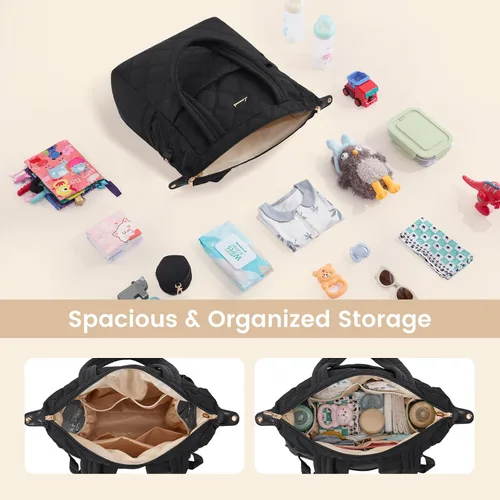 Miniatura 3 de LOVEVOOK Mochila para pañales, bolsa de pañales para mamá y papá con cambiador, bolsillos aislados, mochila ligera convertible para mamá con funda