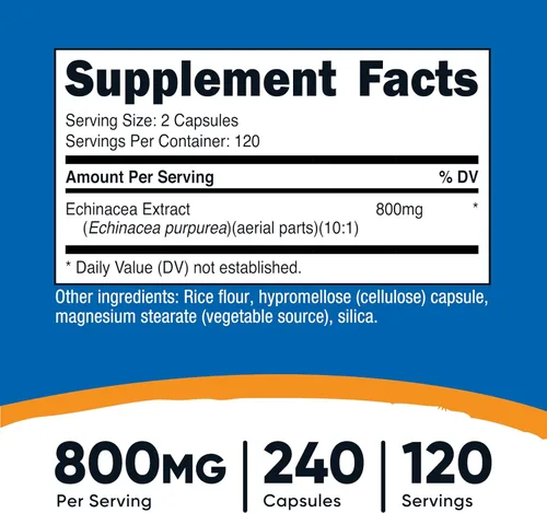 Miniatura 2 de Nutricost Echinacea 800 mg, 240 cápsulas, 2 botellas, tapas vegetarianas, sin OMG, sin gluten, 120 porciones