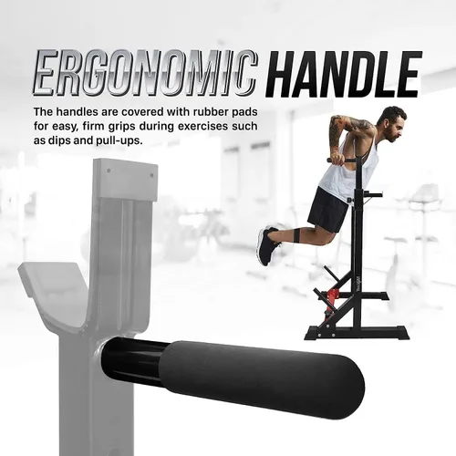 Miniatura 5 de Yes4All Soporte para sentadillas para gimnasio en casa, soporte ajustable para levantamiento de pesas, estación de barra de inmersión, soporte