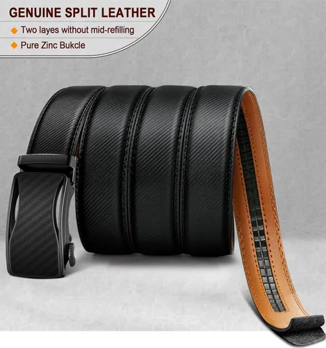 Miniatura 3 de BULLIANT Cinturón de trinquete para hombre, cinturón deslizante ajustable de cuero para hombre, pantalón casual de 1 38 pulgadas, tamaño ajustable