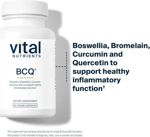 Miniatura 3 de Vital Nutrients BCQ Suplemento vegano de boswellia, bromelina, curcumina y quercetina Suplemento de apoyo para las articulaciones Apoya