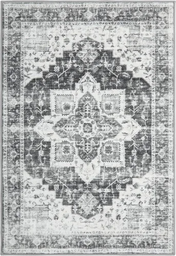 Miniatura 4 de Zacoo Alfombra bohemia de 5 x 7 pies, lavable, vintage, suave, envejecida, oriental, antideslizante, resistente a las manchas, alfombra fina