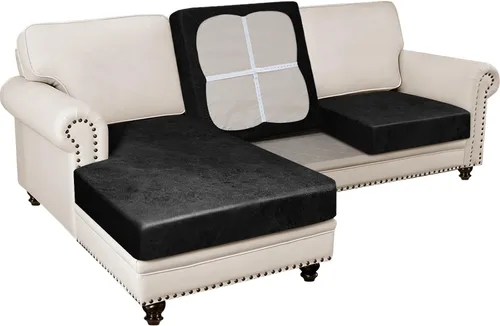 Miniatura 43 de Fundas para sofá modular, funda para sofá con aspecto de cuero, forma de L, 2 piezas, funda elástica suave para sofá seccional, protector de muebles