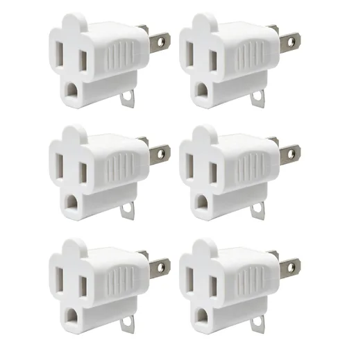 Miniatura 17 de ELEGRP Adaptador de 2 a 3 puntas, paquete de 2, gris - Adaptador de enchufe de conexión a tierra polarizado, certificación ETL