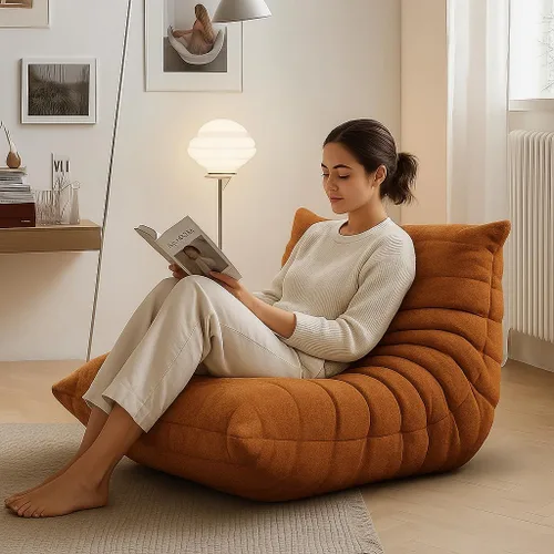 Miniatura 24 de Puf Togo sin comprimir de alta gama para adultos, sofá de espuma viscoelástica con tela suave, cómodo sillón de sala junto a la chimenea para sala