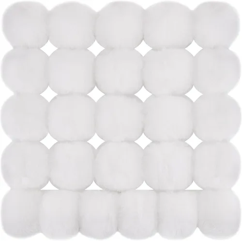 Miniatura 9 de BQTQ 26 piezas pompones de piel sintética de conejo pelotas pom pom negras pompones esponjosos con lazo elástico manualidades para sombreros