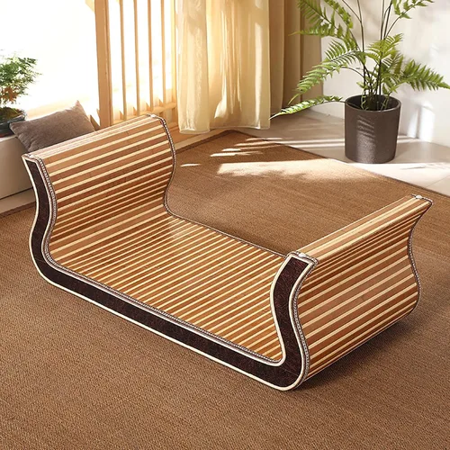 Miniatura 4 de HM&DX Mesa de centro de madera, mesa de piso japonesa, mesa de té de tatami, mesa de centro tejida de ratán, mesa de altar baja para meditación