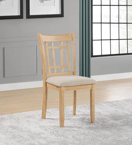 Miniatura 2 de Coaster Home Furnishings - LAVON - Madera y tela - Sillas de comedor sin brazos con asiento tapizado - Juego de 2 - Roble claro y lino - 106622
