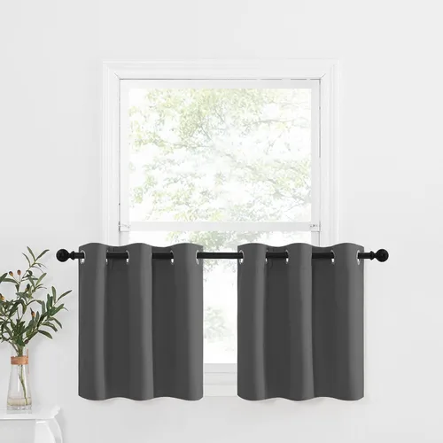 Miniatura 123 de NICETOWN Cortinas opacas de cocina para ventana sobre el fregadero, aislamiento térmico, decoración del hogar, pequeños niveles opacos con ojales