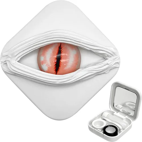 Miniatura 11 de Paquete de 2 fundas para lentes de contacto de Halloween (solo funda, sin contactos), color negro gótico, moderno y a prueba de fugas