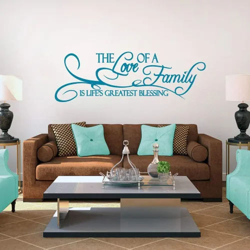Miniatura 10 de Vinilo decorativo de pared The Love of A Family, pared de habitación familiar, sala de estar, cita de pared de la familia es la mayor bendición