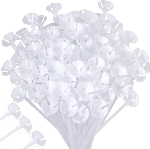 Miniatura 9 de Pllieay 100 soportes para palos de globos blancos con tazas para bodas, fiestas y decoración