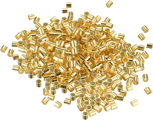 Miniatura 13 de uxcell 500 cuentas de tubo de engarzado, tubo de latón de 0.069 x 0.069 pulgadas, cuentas espaciadoras de extremo de engarzado, pequeños topes