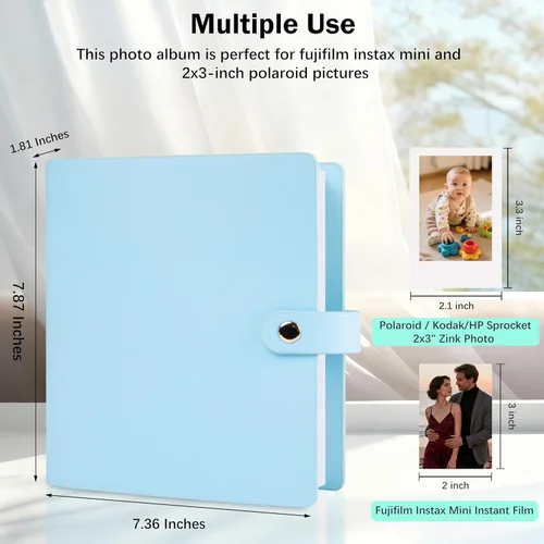 Miniatura 4 de Álbum de fotos de 256 bolsillos para cámara Fujifilm Instax Mini, libro de fotos con cubierta de cuero para fotos Polaroid, álbum de fotos de 2x3
