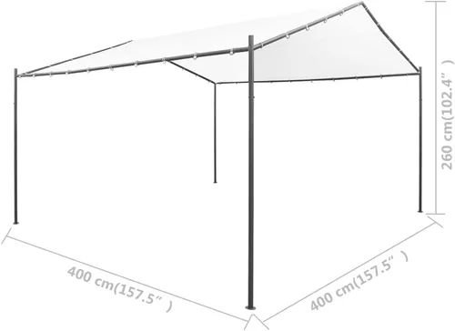 Miniatura 8 de Cenador de jardín, tiendas de campaña resistentes para fiestas, bodas, patio trasero, césped, 157.5 x 157.5 x 102.4 pulgadas, acero blanco, tela