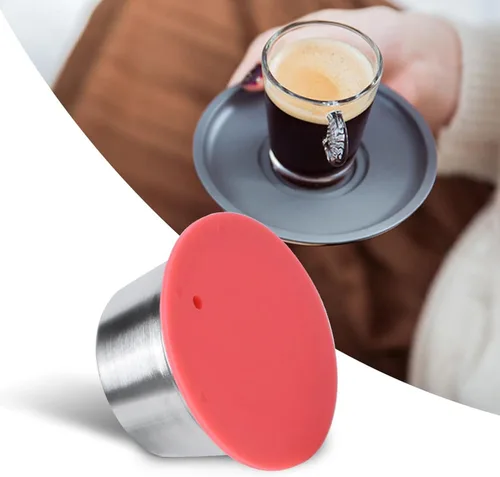 Miniatura 4 de Oumefar Cápsulas de café reutilizables, cápsulas de café reutilizables de acero inoxidable con tapa de silicona, taza de cápsula de café recargable