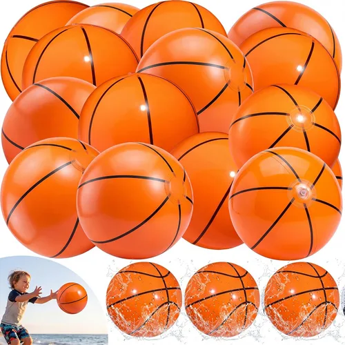 Miniatura 8 de Chivao Paquete de 12 pelotas de playa inflables de fútbol de 16 pulgadas, juguetes gigantes para piscina, juguetes de piscina para verano