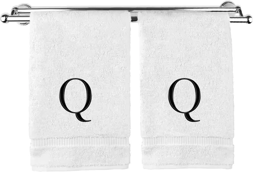 Miniatura 206 de Toalla de mano monogramada, regalo personalizado, juego de 2 - Toalla bordada con letra de bloque dorada - Extra absorbente 100% algodón turco