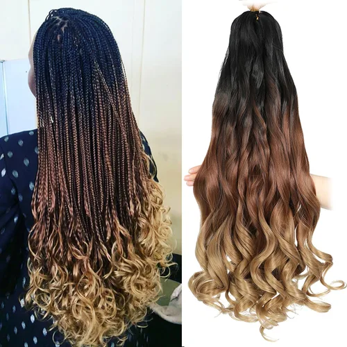 Miniatura 12 de Cabello Rizado Francés para Trenzar de 18 Pulgadas, 8 Paquetes Color Borgoña - Cabello para Trenzar Pre-Estirado con Rebote - Extensiones de Cabello