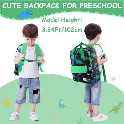 Miniatura 8 de VASCHY Mochilas de dinosaurio para niños, mochila preescolar ligera para niños pequeños